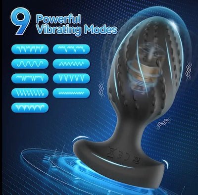 Textured Vibrating Anal Plug – 9 Powerful Modes, Enhanced Stimulation | PopX - POP X - ევროპული პოპერსი | სექს - შოპი | Poppers Sex - Toys - 